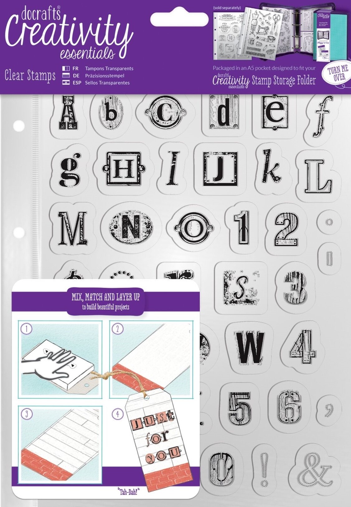 docrafts creativity essential a5 clear acrylic stamp set