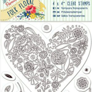 docrafts folk floral heart clear stamps