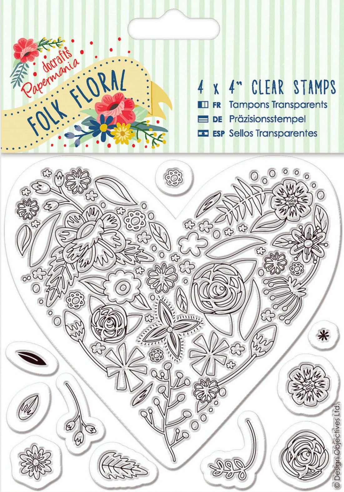 docrafts folk floral heart clear stamps