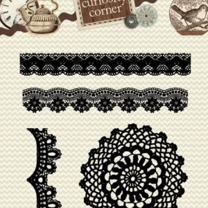 dovecraft curiosity corner lace & doily clear stamps