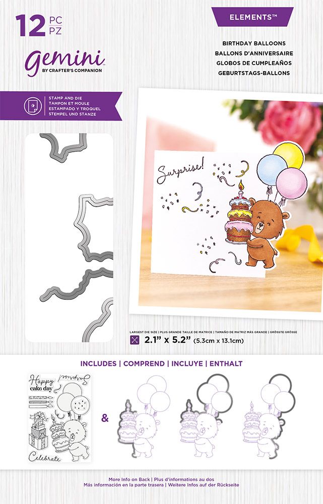 gemini birthday balloons stamp & die set