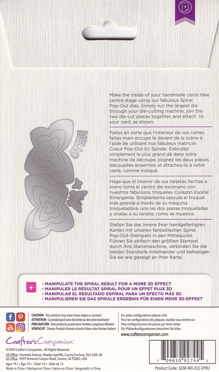 gemini elements spiral pop out butterfly die
