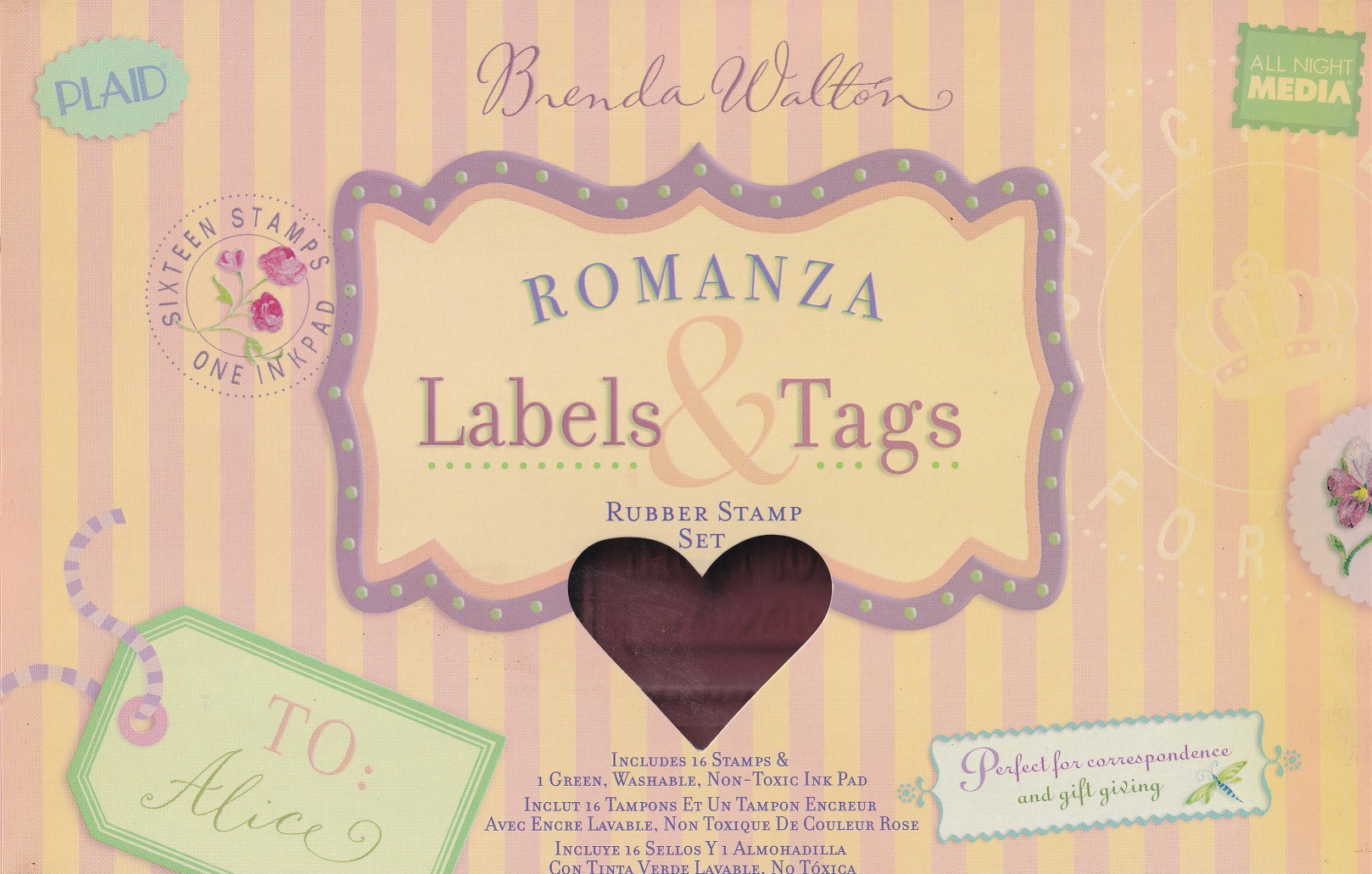 plaid brenda walton labels & tags rubber stamp set