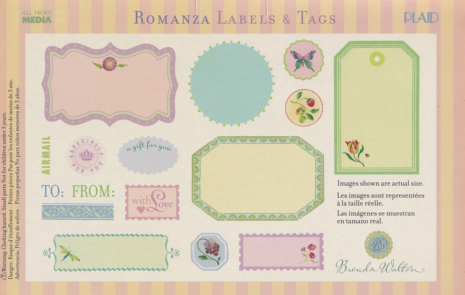 plaid brenda walton labels & tags rubber stamp set