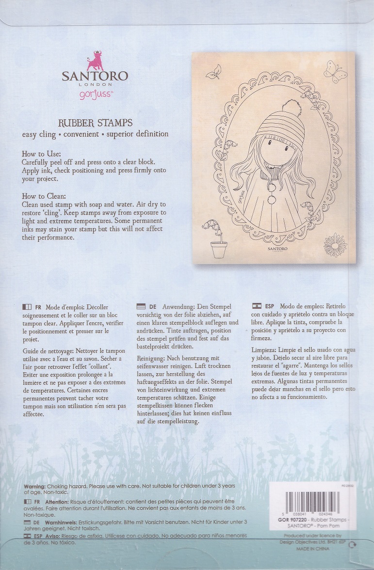 santoro gorjuss pom pom rubber stamps
