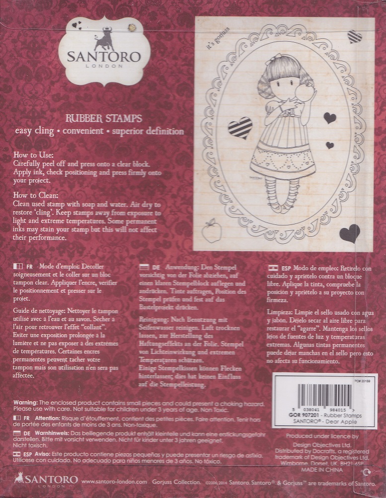 santoro rubber stamps dear apple