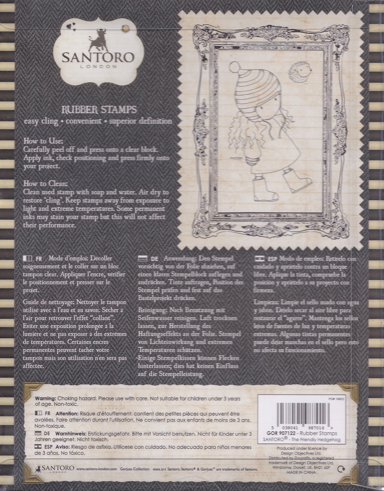 santoro rubber stamps the friendly hedgehog