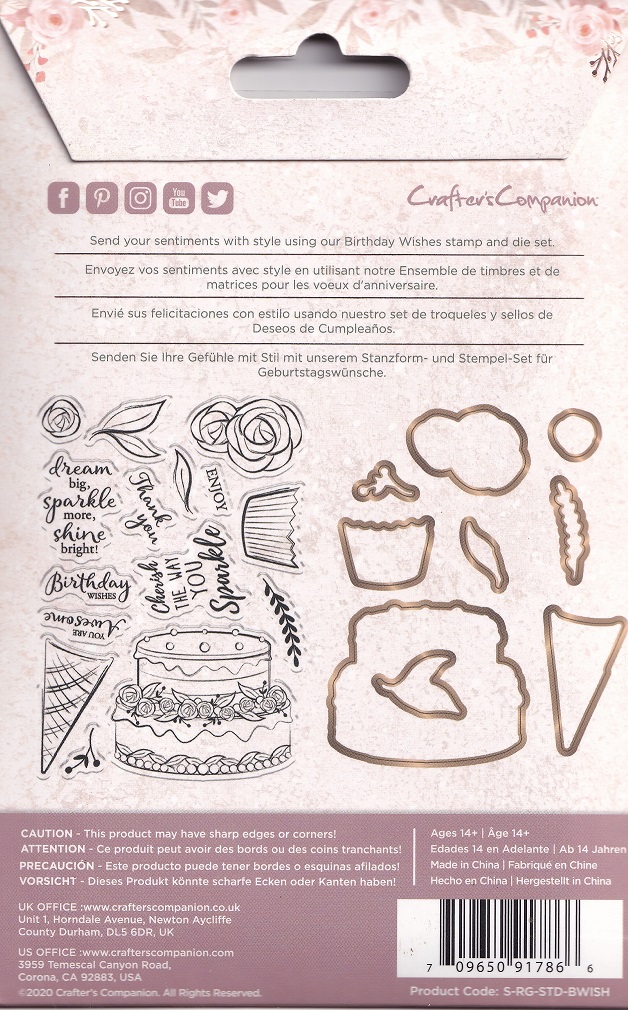 sarah davies signature collection birthday wishes stamp & die set
