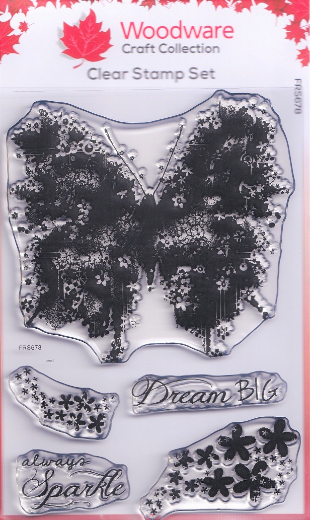woodware butterfly sparkle clear acrylic stamp