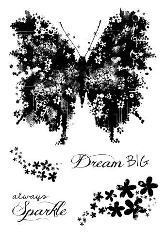 woodware butterfly sparkle clear acrylic stamp