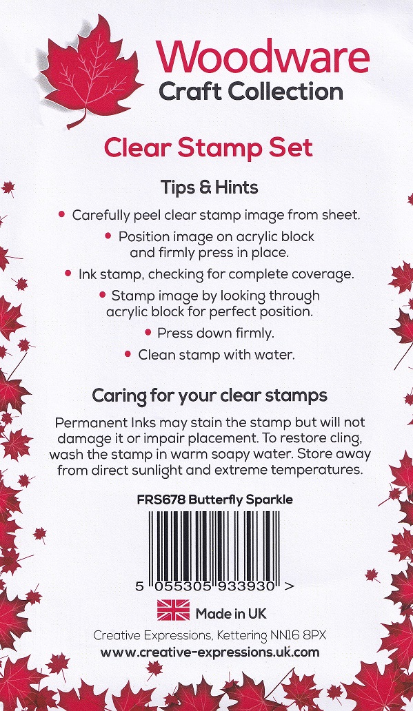 woodware butterfly sparkle clear acrylic stamp