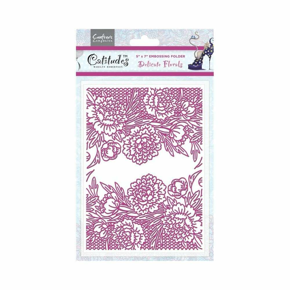 crafters companion catitude delicate florals embossing folder