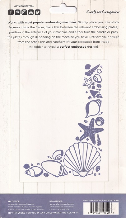 crafters companion sara davies nautical collection seashell corner embossing folder