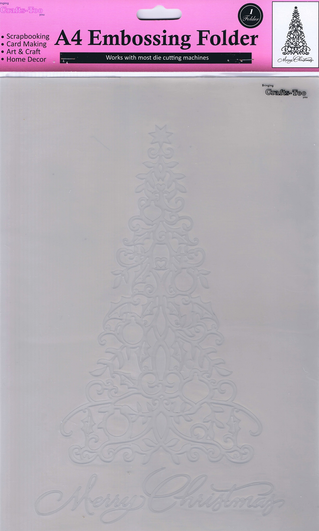 crafts too a4 embossing folder merry christmas