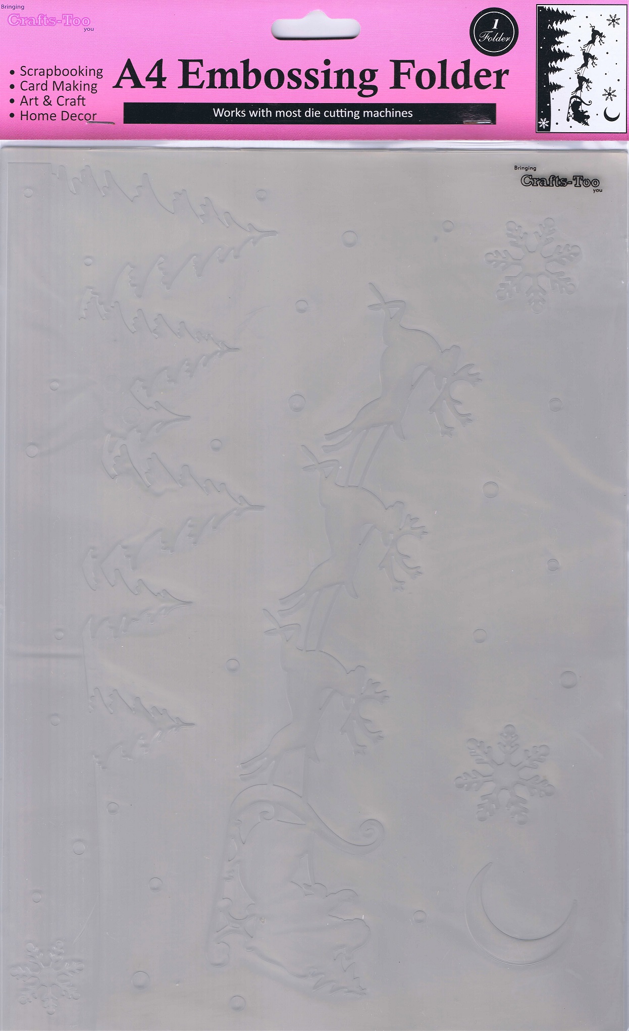 crafts too a4 embossing folder santa's sleigh