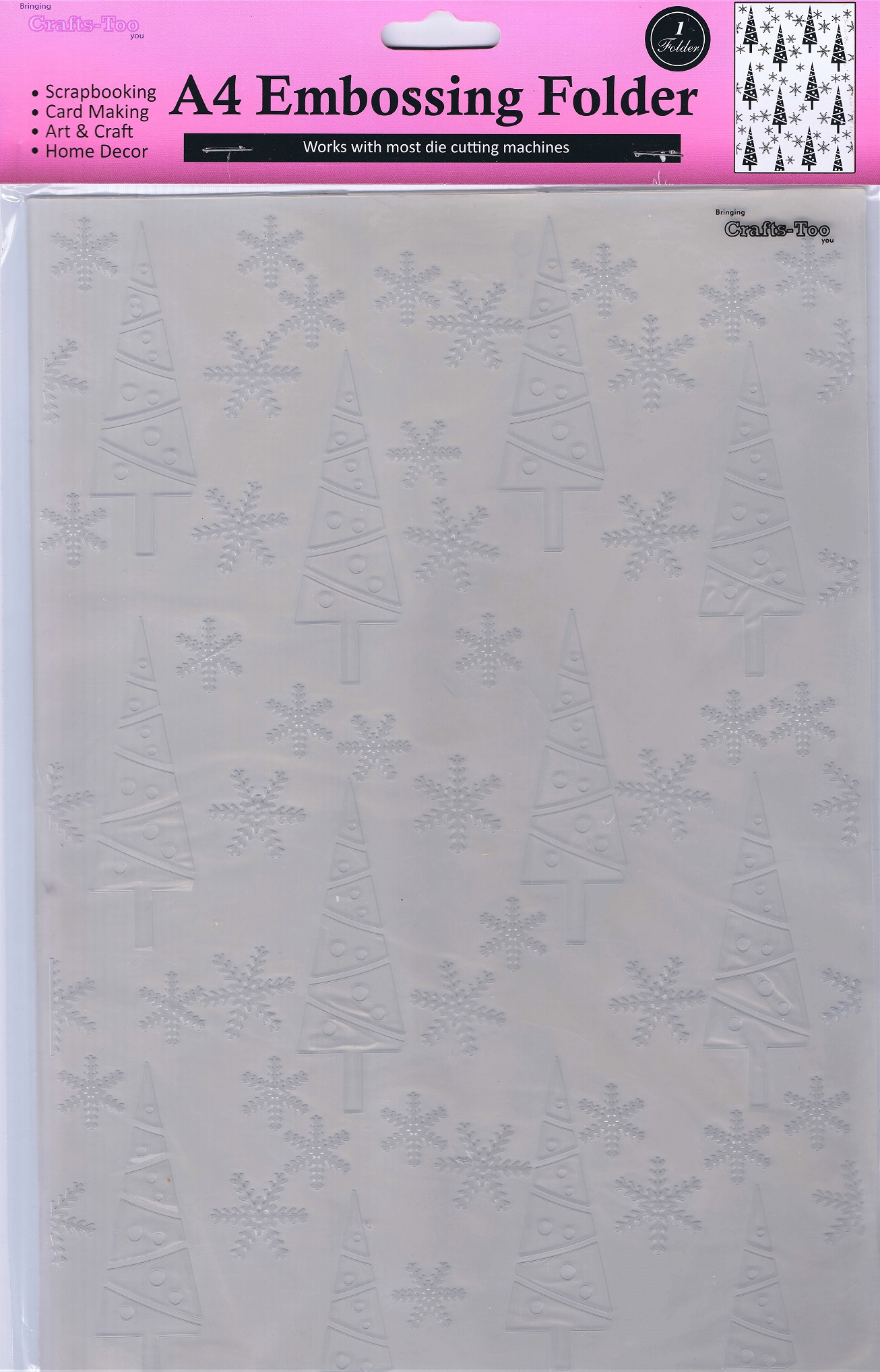 crafts too a4 embossing folder trees & snowflakes