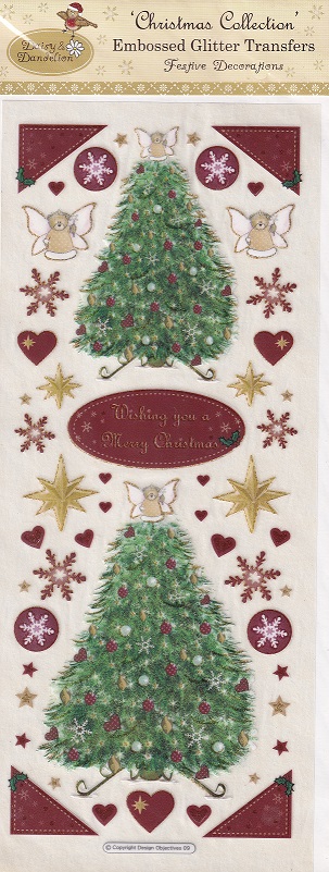 daisy & dandelion christmas collection embossed glitter transfers