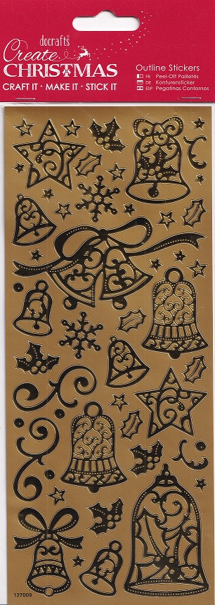 docrafts create christmas outline stickers bells gold