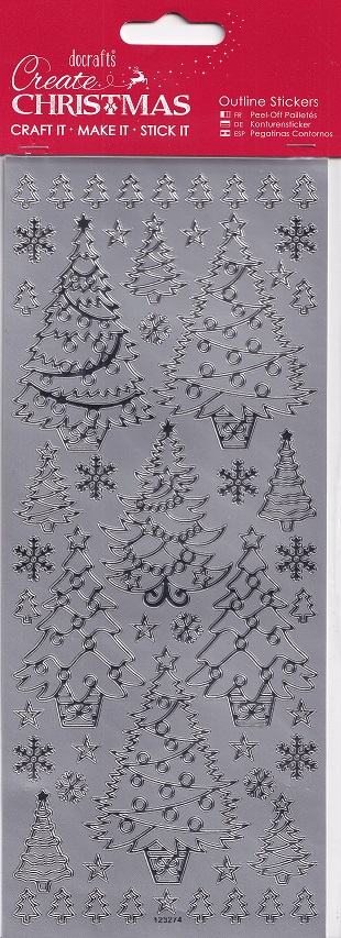 docrafts create christmas outline stickers christmas tree silver