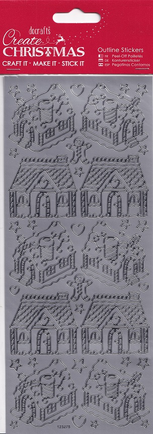 docrafts create christmas outline stickers gingerbread house silver