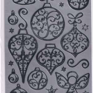 docrafts create christmas outline stickers silver baubles & angels