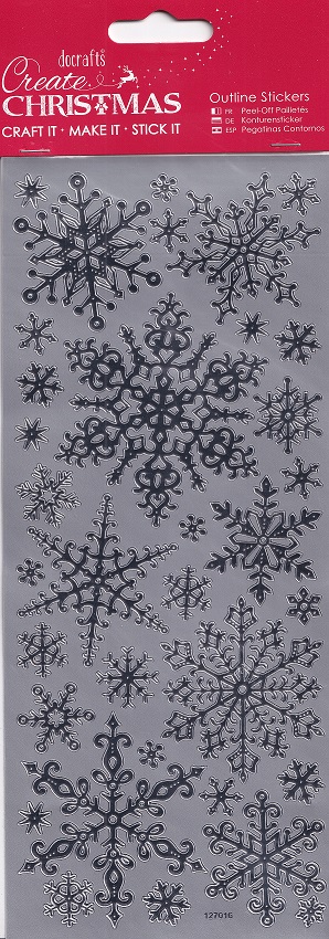docrafts create christmas outline stickers silver snowflakes