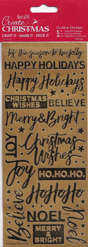 docrafts create christmas outline stickers xmas sentiments gold