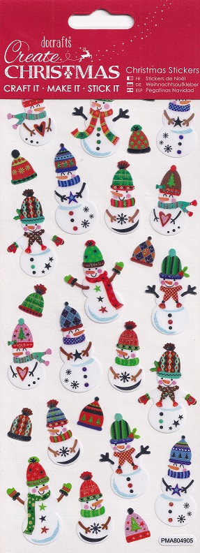 docrafts create christmas pastel snowmen stickers