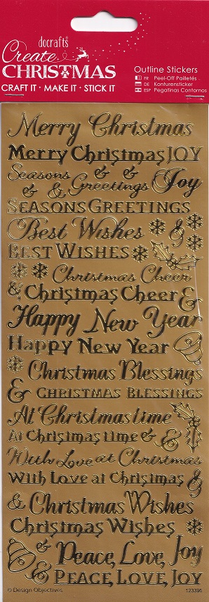 docrafts create christmas stickers trad xmas sentiments gold