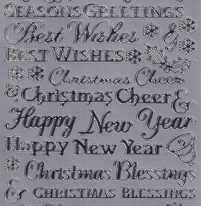 docrafts create christmas stickers trad xmas sentiments silver