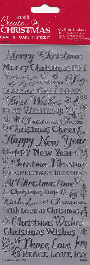 docrafts create christmas stickers trad xmas sentiments silver
