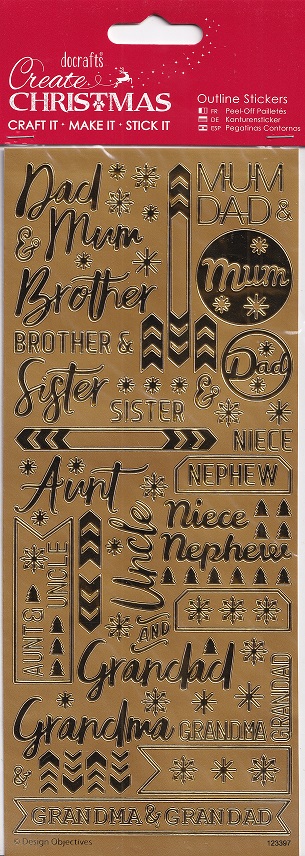 docrafts create christmas stickers xmas relations gold