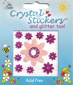 mark richards pink flower crystal & glitter stickers