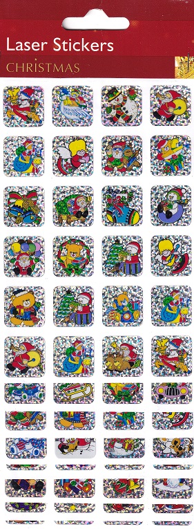 merchandise promotions christmas laser sticker pack (8 sheets)