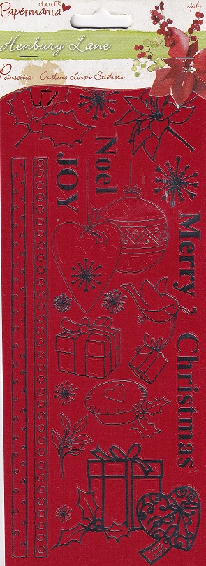 papermania henbury lane outline linen stickers poinsettia