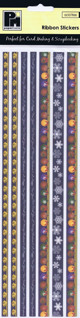 papermania vintage blue bauble foam ribbon stickers