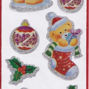premier decorations holographic christmas teddy stickers