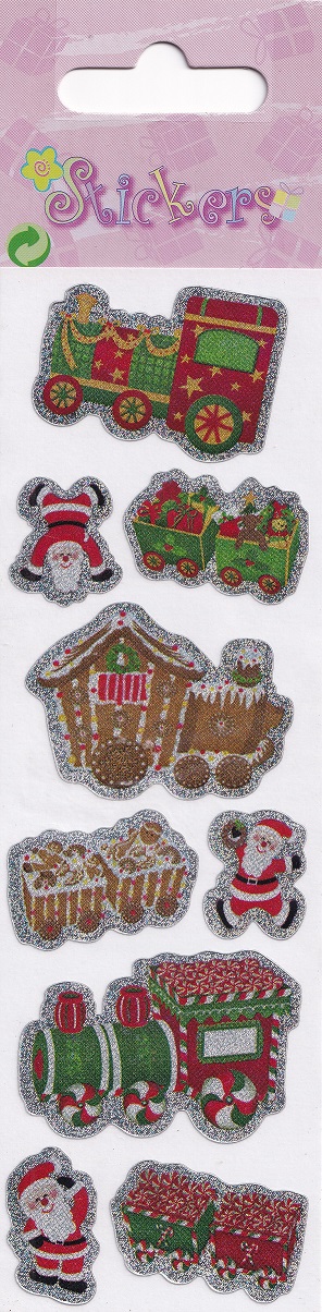 premier decorations holographic christmas train stickers