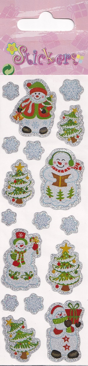 premier decorations holographic snowmen stickers