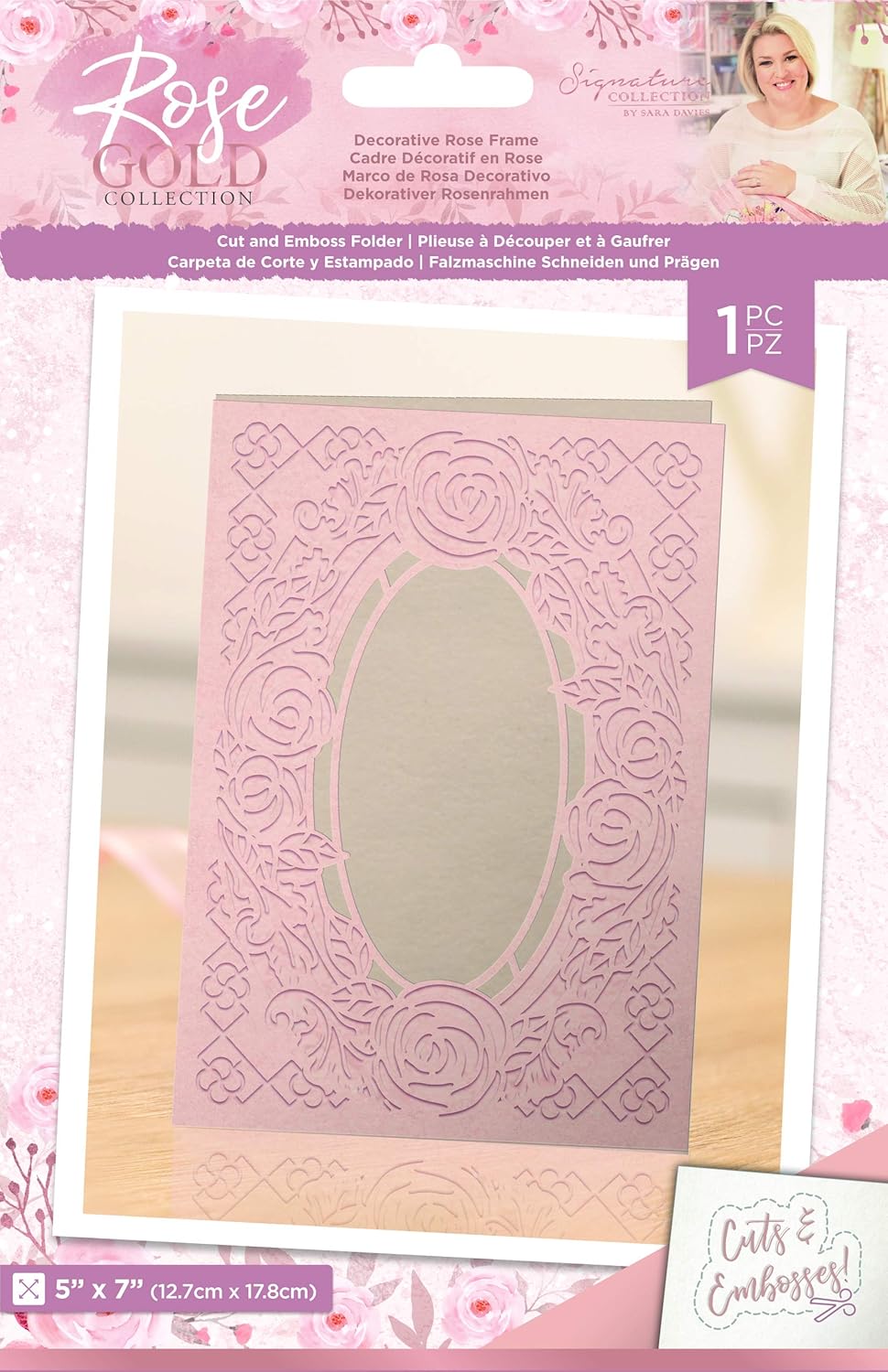 sarah davies signature collection decorative rose frame cut & emboss