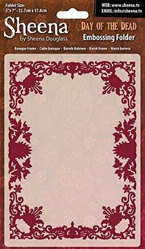 sheena douglass day of the dead baroque frame embossing folder