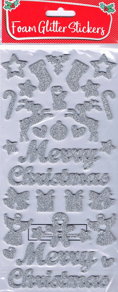 tjm merry christmas silver foamy stickers