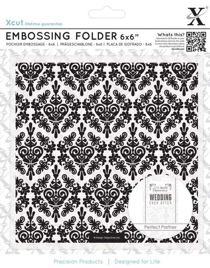 xcut 6x6 damask background embossing folder