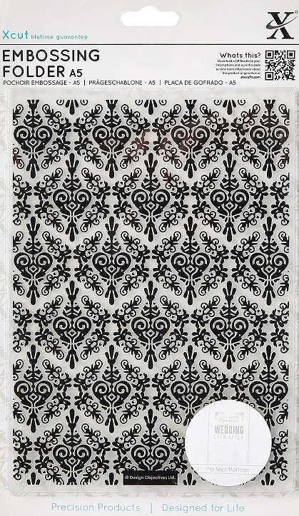 xcut a5 damask background embossing folder