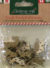 Christmas Craft - Craft Embellishments Reindeer With Stars (16Pk)