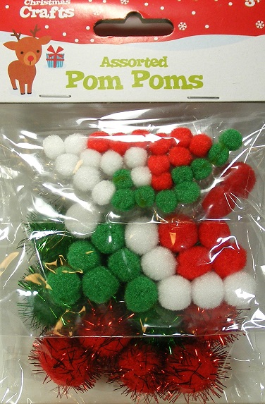Christmas Crafts - Assorted Coloured Pom Poms