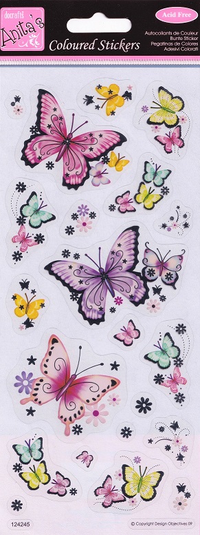 Docrafts - Anita's Coloured Stickers Beautiful Butterflies