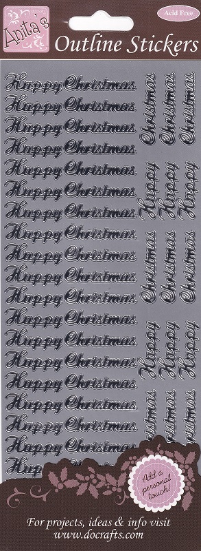Docrafts - Anita's Happy Christmas Outline Stickers (Silver)
