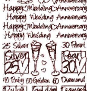 Docrafts - Anita's Outline Stickers - Wedding-Anniversary (Rose Gold)