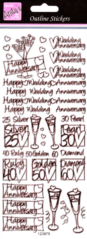 Docrafts - Anita's Outline Stickers - Wedding-Anniversary (Rose Gold)